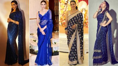 From Deepika Padukone to Kajol, Actresses and Their Love Affair With Royal Blue Sarees! (View Pics)