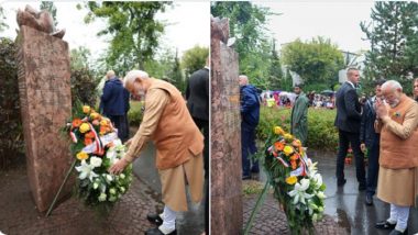 PM Modi Poland Visit: Prime Minister Narendra Modi Pays Homage at 3 Memorials, Including 'Good Maharaja Square', in Warsaw (See Pics)