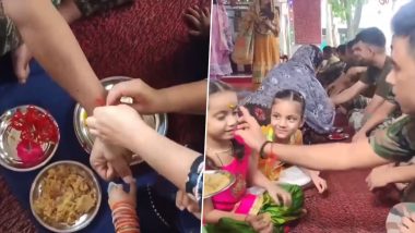 Raksha Bandhan 2024: Schoolgirls Tie Rakhi to Army Personnel, Celebrate Raksha Bandhan in Jammu and Kashmir's Akhnoor (Watch Videos)