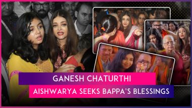 Ganesh Chaturthi 2024: Aishwarya Rai Bachchan Seeks Blessings at GSB Ganpati Pandal With Daughter Aaradhya Bachchan and Mother