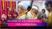 PM Narendra Modi Joins Ganesh Puja at CJI DY Chandrachud&rsquo;s Residence in Delhi, Shiv Sena (UBT) Raises Concerns