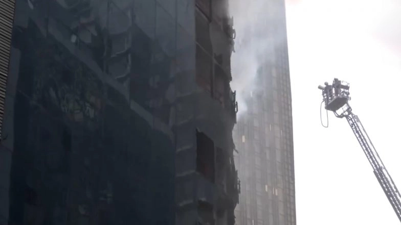 Times Tower Fire: Over Two Hours On, Firefighting Operation Still Underway To Douse Blaze at Commercial Building in Mumbai's Kamala Mills Compound (Watch Video)