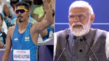 Paris Paralympics 2024: PM Narendra Modi Congratulates Nishad Kumar for Winning Silver Medal in Men’s High Jump T47 Event