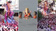 Ganesh Visarjan 2024 Videos and Photos: Devotees Bid Farewell To Ganpati Bappa With the Immersion of Lord Ganesha Idols