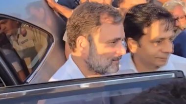 Rahul Gandhi Reaches Haryana’s Karnal To Meet Family of Youth Injured in Road Accident in US (Watch Video)