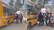 Bengaluru: Treamis School Bus Carrying Children Attacked in Middle of Road, Attackers Smash Windows With Metal Object; FIR Registered (Watch Video)