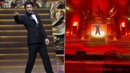 Shah Rukh Khan at IIFA Awards 2024: Host King Khan Strikes His Signature Pose Onstage, Looks Dapper in Tailored Black Suit (See Pics & Videos)