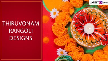 Thiruvonam 2024 Rangoli Designs: Beautiful Pookalam Patterns, Floral Designs and Traditional Athapookalam Motifs To Decorate the House on the Festival (Watch Videos)