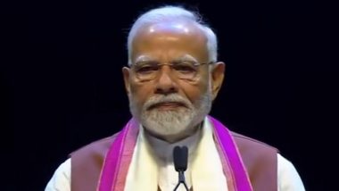 PM Modi Addresses Indian Diaspora in New York: Prime Minister Narendra Modi Says ‘India's Namaste Has Become Multinational, and Turned From Local to Global’ During His Address in US (Watch Video)