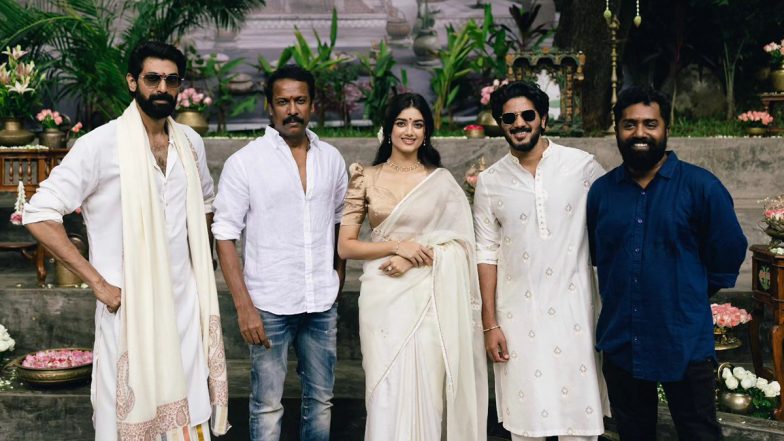 ‘Kaantha’: Dulquer Salmaan and Rana Daggubati Join Hands for New Telugu Film Co-Starring Bhagyashri Borse; Makers Drop Photo From Pooja Ceremony