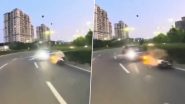 Gurugram Accident: Biker Akshat Garg Dead After Car Driving on Wrong Side Collides With His Motorcycle on Golf Course Road, Horrifying Video Surfaces