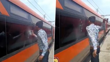 Man Caught on Camera Vandalising Vande Bharat Express Window With Hammer? Here’s Fact Check of Viral Video