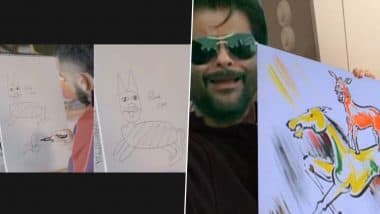 Fans Compare Virat Kohli to 'Majnu Bhai' As Star Indian Cricketer 'Struggles' to Draw Puma Cat, See Reactions