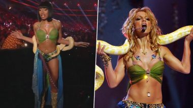 Megan Thee Stallion Panics As Snake Slithers Around Her Groin While Recreating Britney Spears’ Iconic Python Moment at the 2024 VMAs, Pics and Videos Go Viral