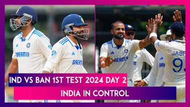 IND vs BAN 1st Test 2024 Day 2 Stat Highlights: India Lead by 308 Runs After Bowlers’ Spectacular Performance