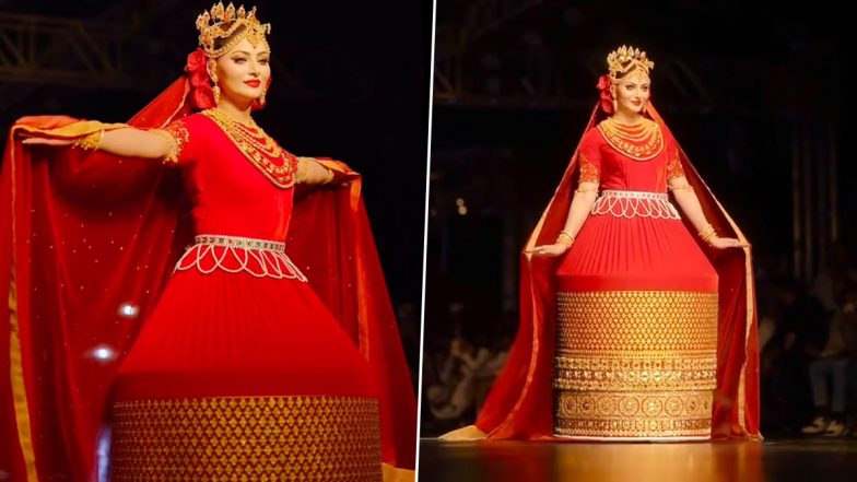 Urvashi Rautela Slays in 24K Real Gold Manipuri Potloi Outfit at Global Fashion Festival 2024; Check Out Her Stunning Videos!