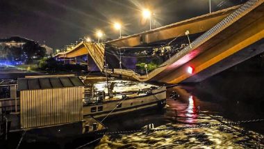 Germany Bridge Collapse: Section of Carola Bridge Crashes on Elbe River, Disrupting Traffic; No Injuries Reported (See Pic)