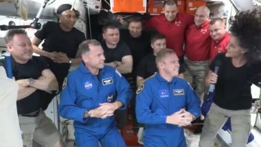 Sunita Williams, Butch Wilmore To Return to Earth Soon: SpaceX Arrives at ISS With 9 Crew Members, Welcomed by NASA Astronaut