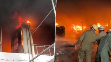 Agra Fire: Blaze Erupts at Spices Factory in Uttar Pradesh; No Casualty Reported (Watch Video)