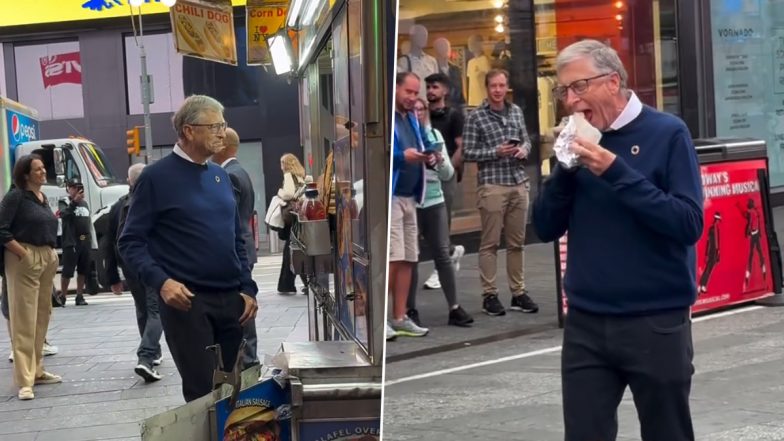 Bill Gates Spotted Enjoying Hot Dog at Times Square, Videos of the Microsoft Founder Eating the NYC Street Food Go Viral