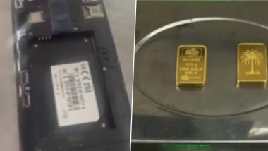 Gold Smuggling at IGI Airport: Customs Seize 2 Gold Bars Weighing 200 Grams Concealed in Passenger's Mobile Battery (Watch Video)