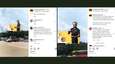 Bangalore Thindies 3D Billboard of Waiter Serving Filter Coffee Real or Fake? Know the Truth Behind Viral Advertisement