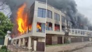 Delhi Factory Fire Video: Blaze Erupts at Clothes Manufacturing Unit Near Rajiv Ratna Awas in the Bakkarwala, Video Shows Raging Flames