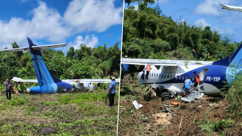 Indonesia Plane Crash: Injuries Reported As Trigana Air Flight ATR 42–500 Skids off Runway at Stevanus Rumbewas Airport in Papua’s Serui (See Pics and Video)