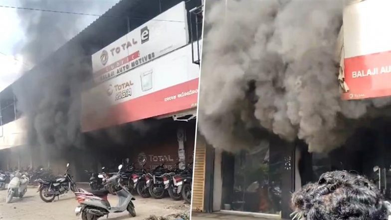 Ola Showroom Fire: EV Showroom Set Ablaze by Unhappy Customer in Karnataka’s Kalaburagi, Videos Surface