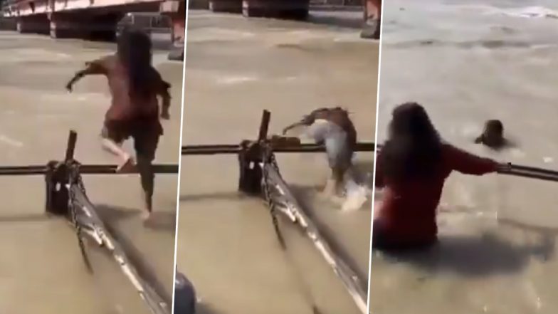 Reel Goes Wrong: Girl Slips and Falls Into Ganga River in Haridwar While Making Reels, Manages To Save Herself