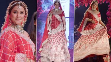 Hina Khan Steals the Spotlight in Red Bridal Look on the Ramp, Posts Inspiring Message About Working Amid Breast Cancer Treatment (Watch Video)