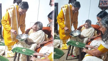 Onam 2024: Congress MP Shashi Tharoor Serves Payasam to His Mother During Harvest Festival, Shares Pictures of ‘Special Moment’ With Family in Palakkad