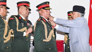 Nepal President Ramchandra Paudel Confers Chief of the Army Staff Insignia on New Army Chief Ashok Raj Sigdel (See Pics)