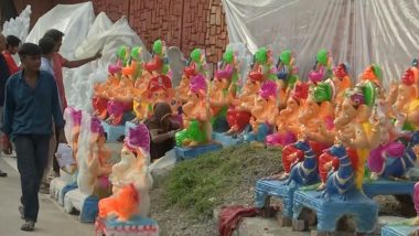 Ganesh Chaturthi 2024: Construction of Eco-Friendly Idols in Full Swing in Jaipur Ahead of Ganesh Festival (Watch Video)