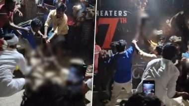 Animal Sacrifice: Enthusiastic Fans Chop Off Goat’s Head Outside Theatre Ahead of Devara Screening; Disturbing Video Surfaces