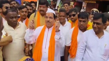 Ganesh Chaturthi 2024: Union Minister Pralhad Joshi Takes Part in Ganesh Puja Procession in Karnataka’s Hubbali (Watch Video)