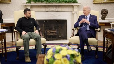 ‘Russia Won’t Prevail’, Says US President Joe Biden As He Hosts Ukrainian Counterpart Volodymyr Zelensky in White House (See Pic)