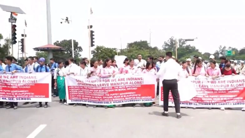 Students in Manipur Stage Protests Over Drone and Missile Attacks