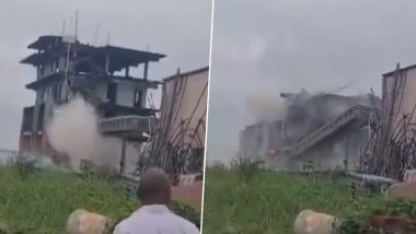 Telangana: Illegal Building Constructed in Malkapur Lake Blown Up in Sangareddy District (Watch Video)