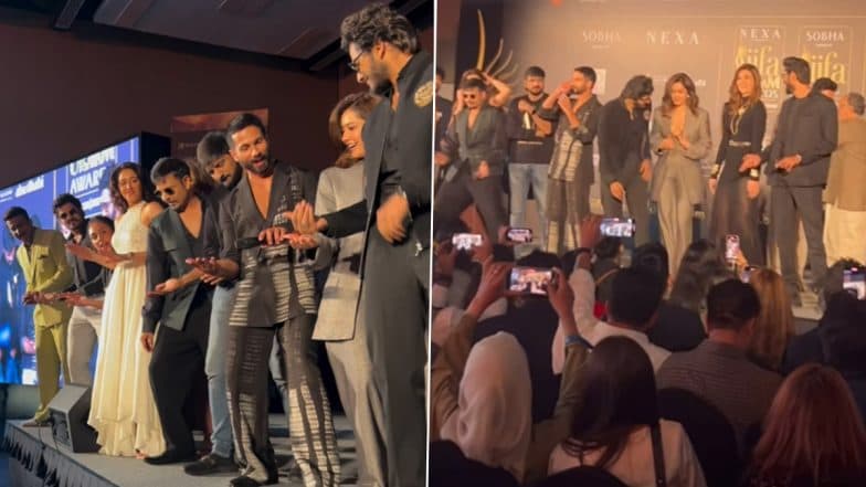 Ahead of IIFA Awards 2024, Shahid Kapoor Makes Kriti Sanon, Rana Daggubati and Other Stars Groove to His Song 'Saree Ke Fall Sa' Onstage (Watch Videos)