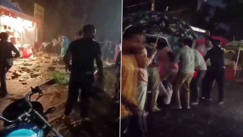 Ujjain Mahakal Temple Wall Collapse: Several Injured as Heavy Rain Causes Structure to Fall, Rescue Operations in Progress (Watch Video)