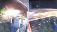 UP Police Constable Wearing Earphones Dies After Being Struck by Speeding Train While Crossing Tracks in Shahjahanpur, Disturbing Video of Accident Surfaces