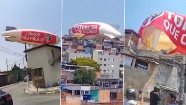 PR Stunt Gone Wrong: Massive Blimp Rented by Sao Paulo Football Team Deflates After Crashing Onto Houses in Brazil, Horrifying Video Surfaces