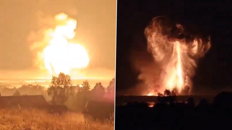 Russia Blast: Explosions Reported at Toropets Military Site Allegedy After Drone Strike (Watch Video)