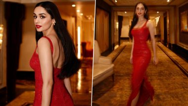 Manushi Chhillar Looks Stunning in Red Sequin Dress With Red Bold Lips (View Pictures)