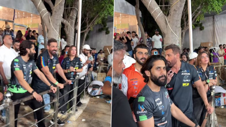 Naga Chaitanya Joins Goa Aces' Owner John Abraham at Chennai’s Formula 4 Night Street Race (Watch Video)