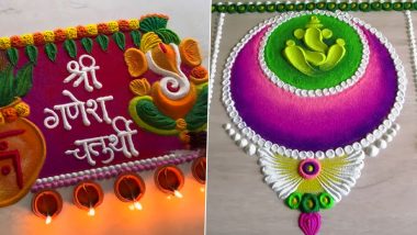 Ganesh Chaturthi 2024 Rangoli Designs: From Lord Ganesha Motifs to ‘Ganpati Bappa Morya’ Messages, 5 Rangoli Patterns To Welcome Ganpati Bappa at Home (Watch Videos)