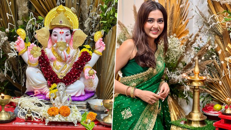 Tejasswi Prakash Adorns Beautiful Green Saree To Celebrate Ganesh Chaturthi (See Pictures)