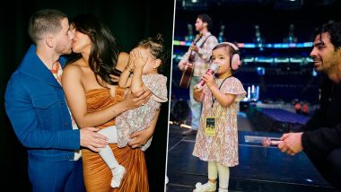 Priyanka Chopra and Nick Jonas Share Romantic Kiss As Daughter Malti Marie Closes Eyes Adorably at London Concert; Actress Reminisces Miss World Moment