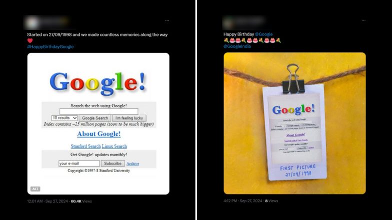 Happy Birthday, Google: Netizens Share Wishes, Messages, Throwback Photos, Quotes and Fun GIFs To Celebrate Google's 26th Birthday